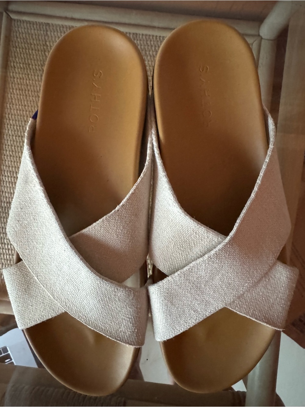 Rothy’s The Weekend Slide Oat Criss Cross Sandals Size 10 - Picture 3 of 7